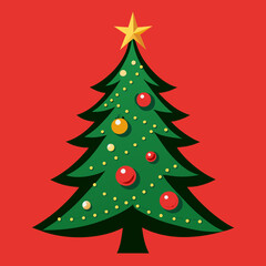 Green Christmas tree vector illustration