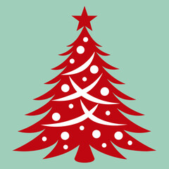 Red christmas tree vector illustration 