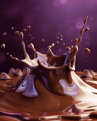 chocolate splash with purple background