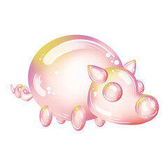 soap bubbles isolated on white background, bubble, pink pig