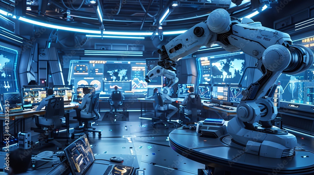 Poster as part of a cyber control and monitoring center for managing national security, technology and army