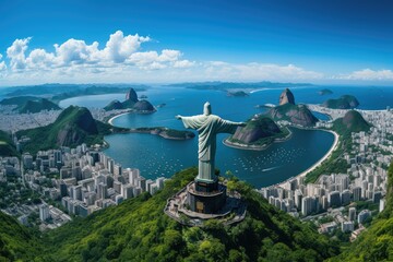 Christ the Majestic Redeemer embraces the river., generative IA