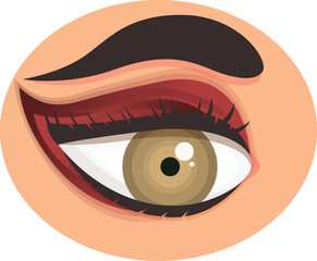 Illustration of a beautiful female eye with makeup looking sideways