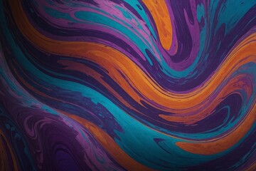 Abstract Swirling Paint Background in Orange, Teal, Purple, and Blue