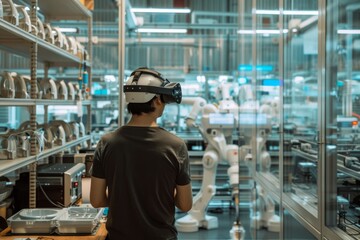 Obraz premium Photo of a futuristic manufacturing line