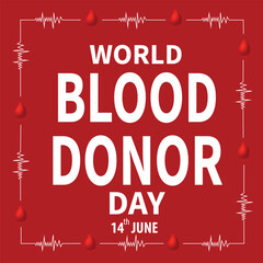 World Blood Donor Day outline heart and hand vector illustration. Blood donation awareness poster design. Hemophilia or blood cancer day concept. World Blood Donor Day vector background. Awareness