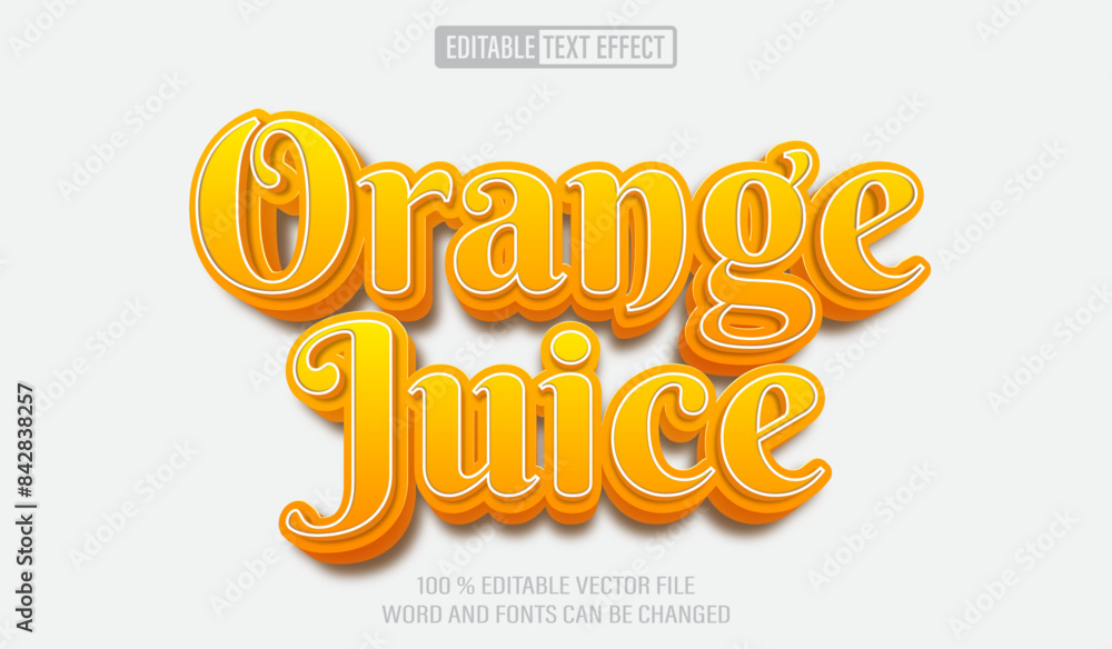 Poster editable 3d text style effect - orange juice text effect template