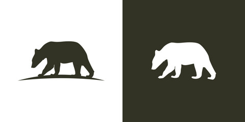 Walking Bear silhouette black icon vector grizzly logo symbol animal illustration
