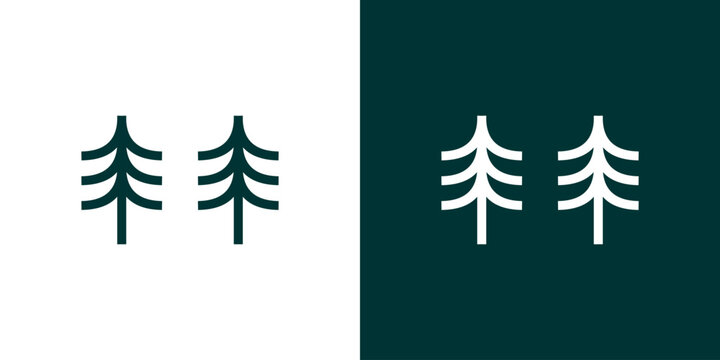 Pine tree logo vector line forest icon symbol simple minimalist