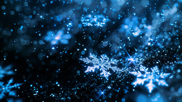 Starry Snowfall: ACG Anime Illustration of White Snowflakes on a Black Background