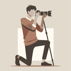 Illustration of Photographer. Home hobby, lifestyle, travel, people concept. Professional Photographer