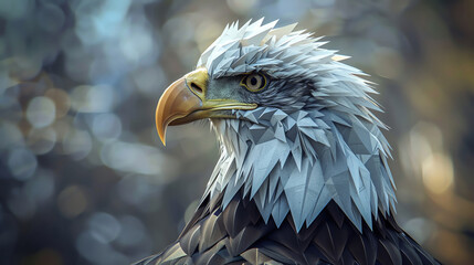 Fototapeta premium Modern American eagle, geometric shapes, independence day theme, digital art