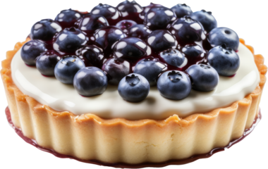blueberry cheese tart cake isolated on white or transparent background,transparency 