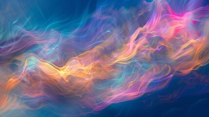 Fototapeta premium Wispy trails of iridescent clouds swirl around in a chaotic and mesmerizing pattern creating a breathtaking sight.