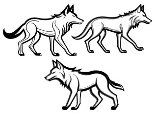 walking wolf illustration