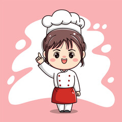 Cute chef girl kawaii character