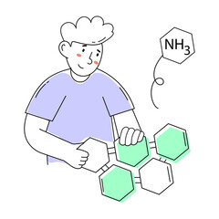 Download doodle mini illustration of molecular structure 