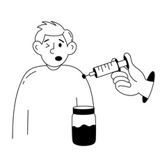 Check this doodle mini illustration of vaccination 