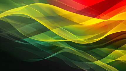 Obraz premium Abstract yellow green red wavy lines, Juneteenth Freedom Day background.