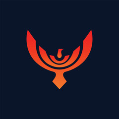 bird logo vector with abstract orange color
