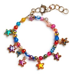 Vibrant Beaded Charm Bracelet on White Background - Fashion Accessories and Jewelry Concept