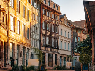 Architecture of Rouen Old Town. Old European architecture. Half-timbered houses in Normandy