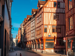 Obraz premium Architecture of Rouen Old Town. Old European architecture. Half-timbered houses in Normandy
