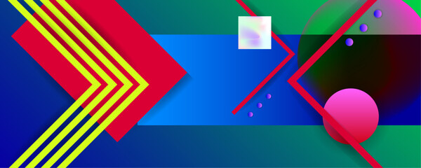 Futuristic background with Holographic Surrealism New Abstract 3D fluid creative banner, trendy bright neon colors with dynamic lines