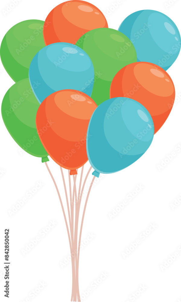 Poster bunch of colorful balloons is floating in the air, adding a touch of joy and festivity to the atmosp