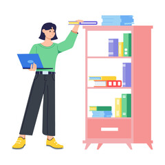 Check out flat illustration of picking book 