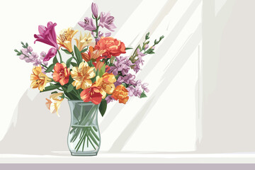 Fototapeta premium Colorful roses on white background, watercolor style.