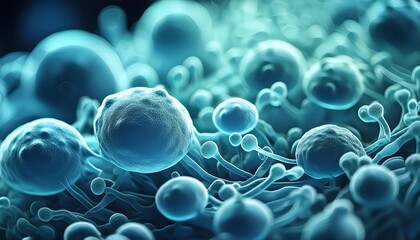 Microscopic Marvel: AI-Generated View of Blue Clostridium Tetani Bacteria