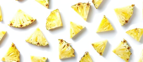 Isolated White Background Pineapple Slices