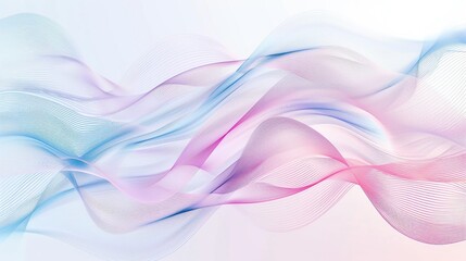 Abstract geometric background with flowing lines and waves. Modern pale pink and light blue wavy lines background