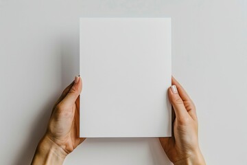 Obraz premium Blank paper mockup on hand created with generative AI