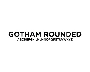 Gotham Rounded Bold font for logo and headline. Isolated vector typeset
