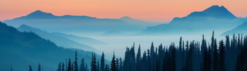 Obraz premium Blue hour after sunset over the Cascade mountains