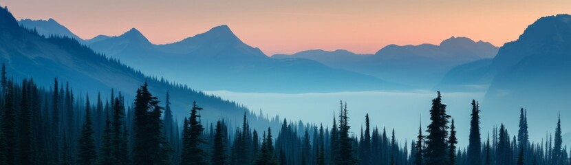 Obraz premium Blue hour after sunset over the Cascade mountains