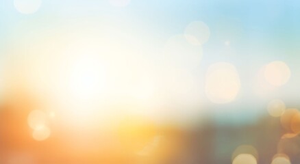 Natural background blurring warm colors and bright sun light. Bokeh or Christmas background Green Energy at sky sunny color orange light patterns plain abstract flare evening clouds blur.