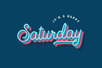 Saturday typography editable colour effect template in 3d shadow style. Suitable for brand, business logo or calendar design. Eps 10 vector.