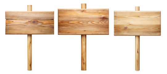 Rectangular wooden sign isolated on transparent background PNG file
