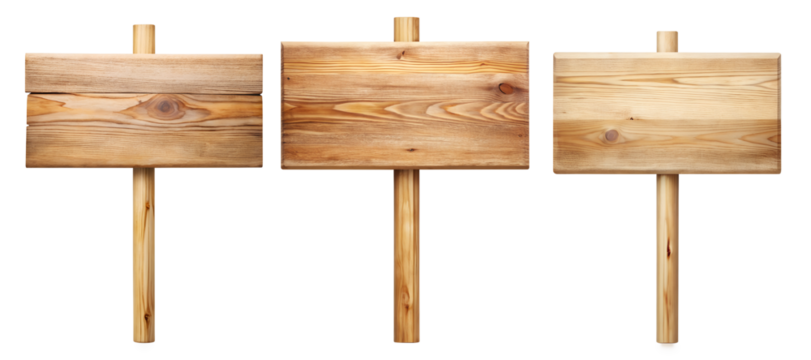 Rectangular wooden sign isolated on transparent background PNG file - Powered by Adobe