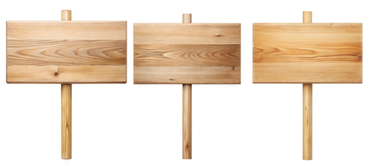 Rectangular wooden sign on isolated, transparent background PNG file