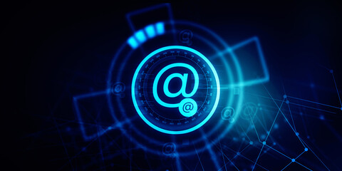 2d illustration Network community concept .e mail sign
