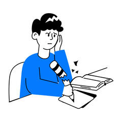 Grab this doodle mini illustration of breaking pencil 