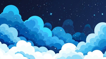 Beautiful Night Sky with Stars and Clouds, Generative AI