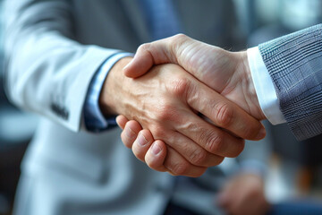 A business professional shaking hands with a client after a successful negotiation.