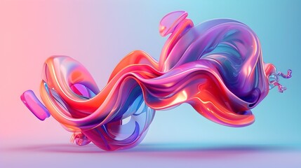 Fototapeta premium 3D Liquid Typography Forms with Vibrant Colors on Minimalist Background