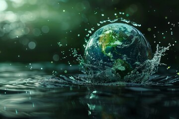 Saving water and world environmental protection concept. Eearth, globe, ecology, nature, planet concepts