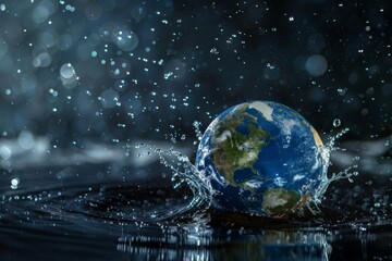 Saving water and world environmental protection concept. Eearth, globe, ecology, nature, planet concepts
